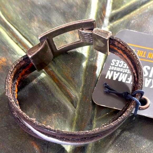 Brown SilverFlat Leather (5MM) Triple Strand
Bracelet with Bronze Toggle Clasp - Picture 6 of 6